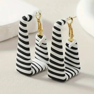 SOLD! Striped Black and White Earrings